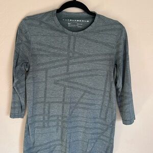 Under Armour Women's Threadborne Green/ Gray Patterned 3/4 Sleeve Tee